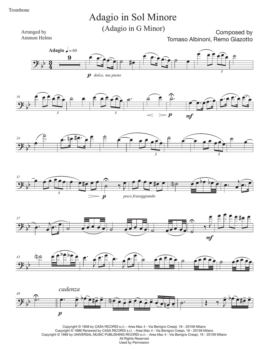 Adagio In Sol Minore (Adagio In G Minor) Piano scores gallery preview page 3