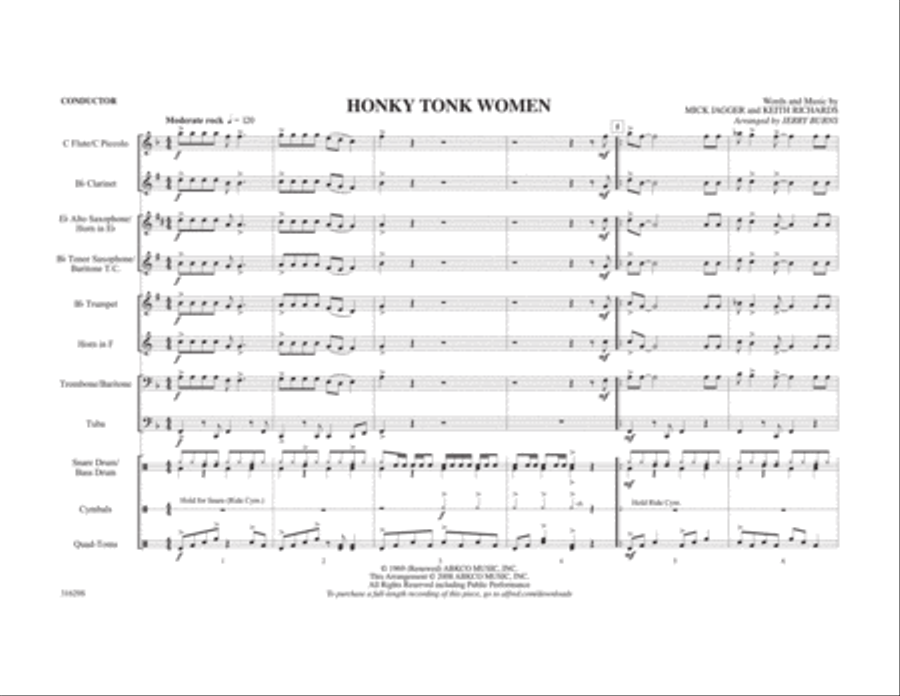 Honky Tonk Women Honky Tonk Women Marching Band scores gallery preview page 2