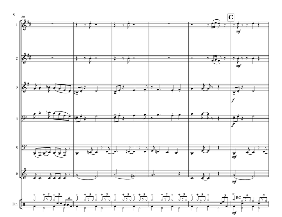 Little Brown Jug for Brass Quintet & Drum Kit ''Jazz for 5 Brass Series'' Brass Ensemble scores gallery preview page 6