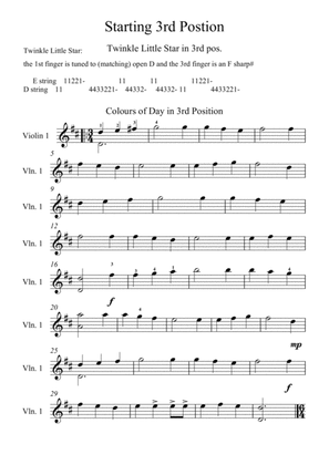 Studies for starting 3rd Position on the violin