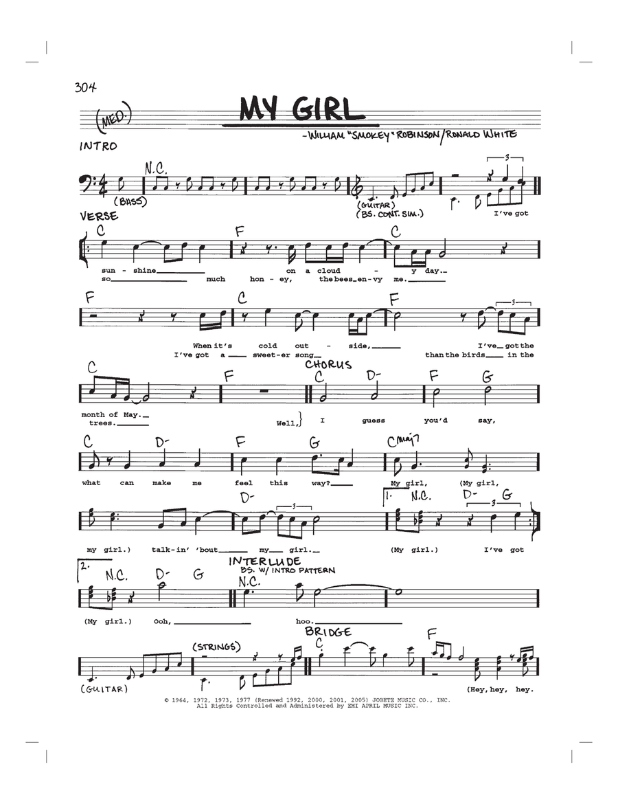 My Girl Piano scores gallery preview page 1