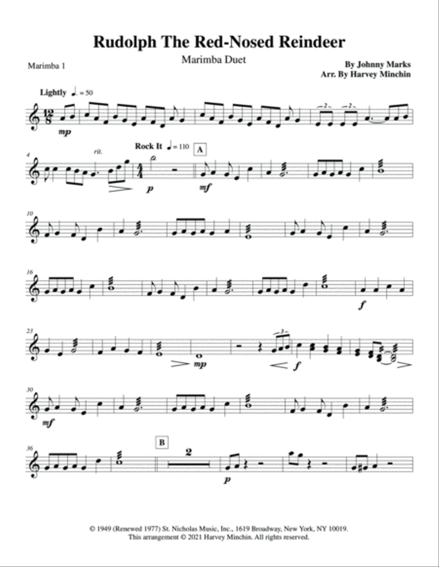 Rudolph The Red-nosed Reindeer Percussion scores gallery preview page 6