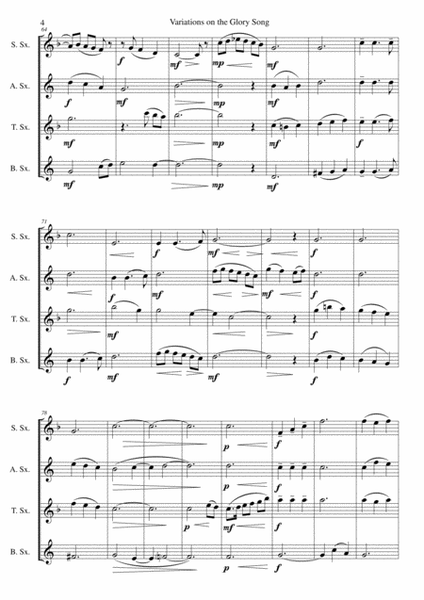 Variations on the Glory Song for saxophone quartet image number null