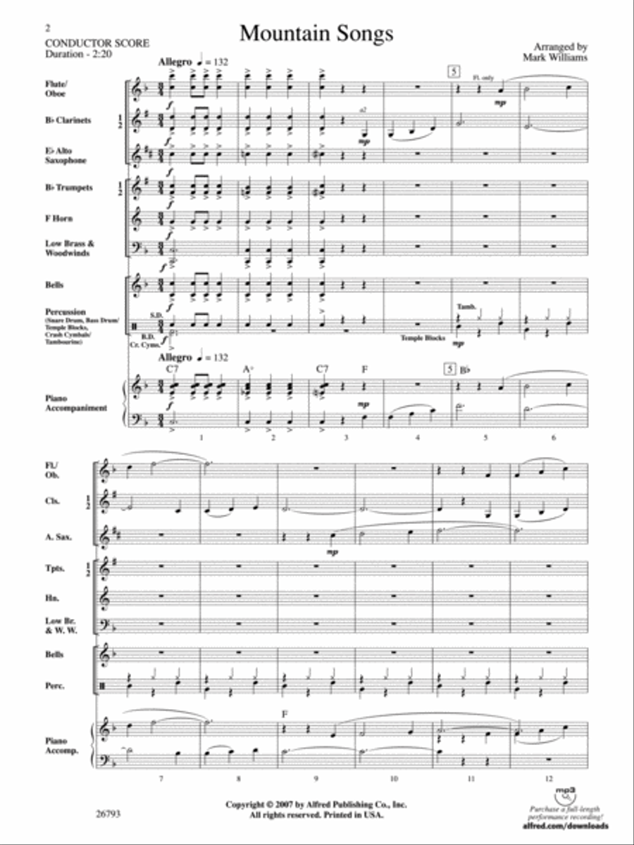 Mountain Songs Concert Band scores gallery preview page 2