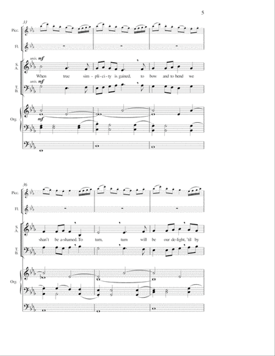 Simple Gifts 4-Part scores gallery preview page 5