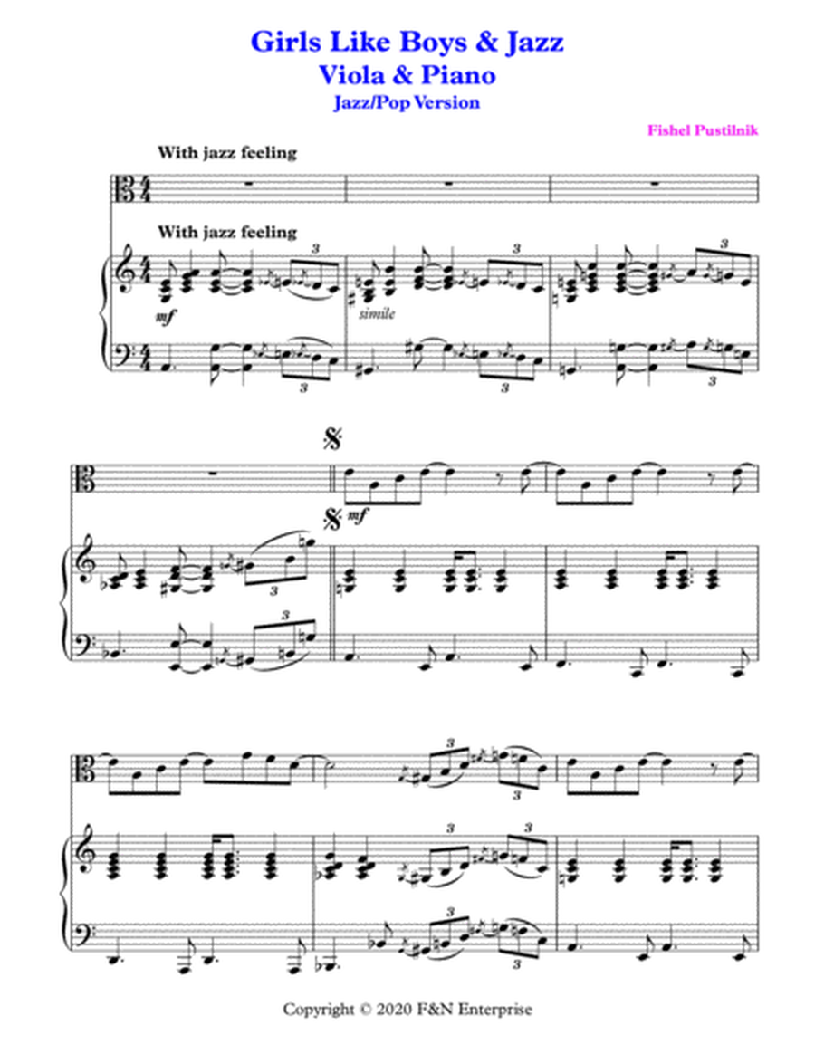 "Girls Like Boys & Jazz" for Viola and Piano (With Improvisation)-Video image number null