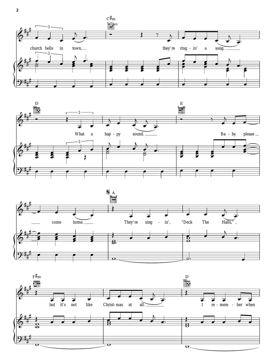 Christmas (Baby Please Come Home) Piano, Vocal, Guitar scores gallery preview page 2