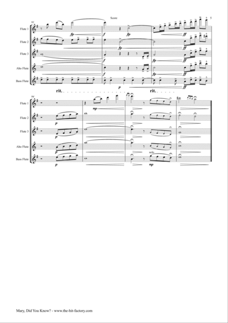 Mary, Did You Know? Flute Quartet scores gallery preview page 5
