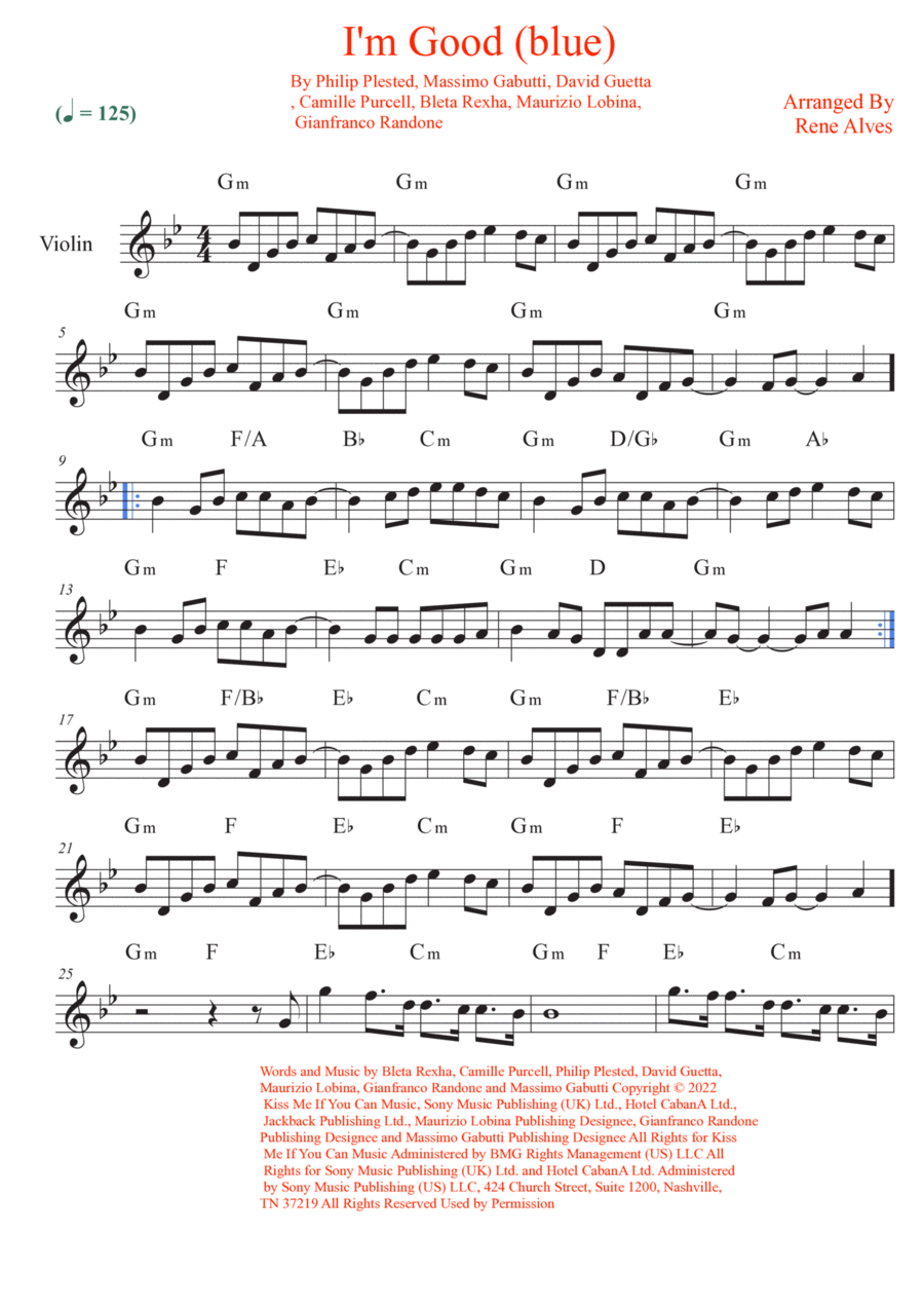 I'm Good (blue) I'm Good (blue) Violin Solo scores gallery preview page 1