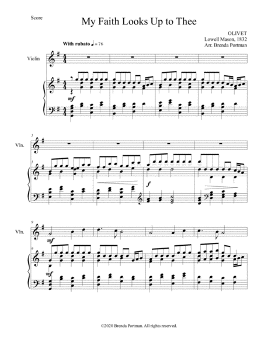 My Faith Looks Up to Thee (violin/piano), arr. Brenda Portman Violin Solo scores gallery preview page 1