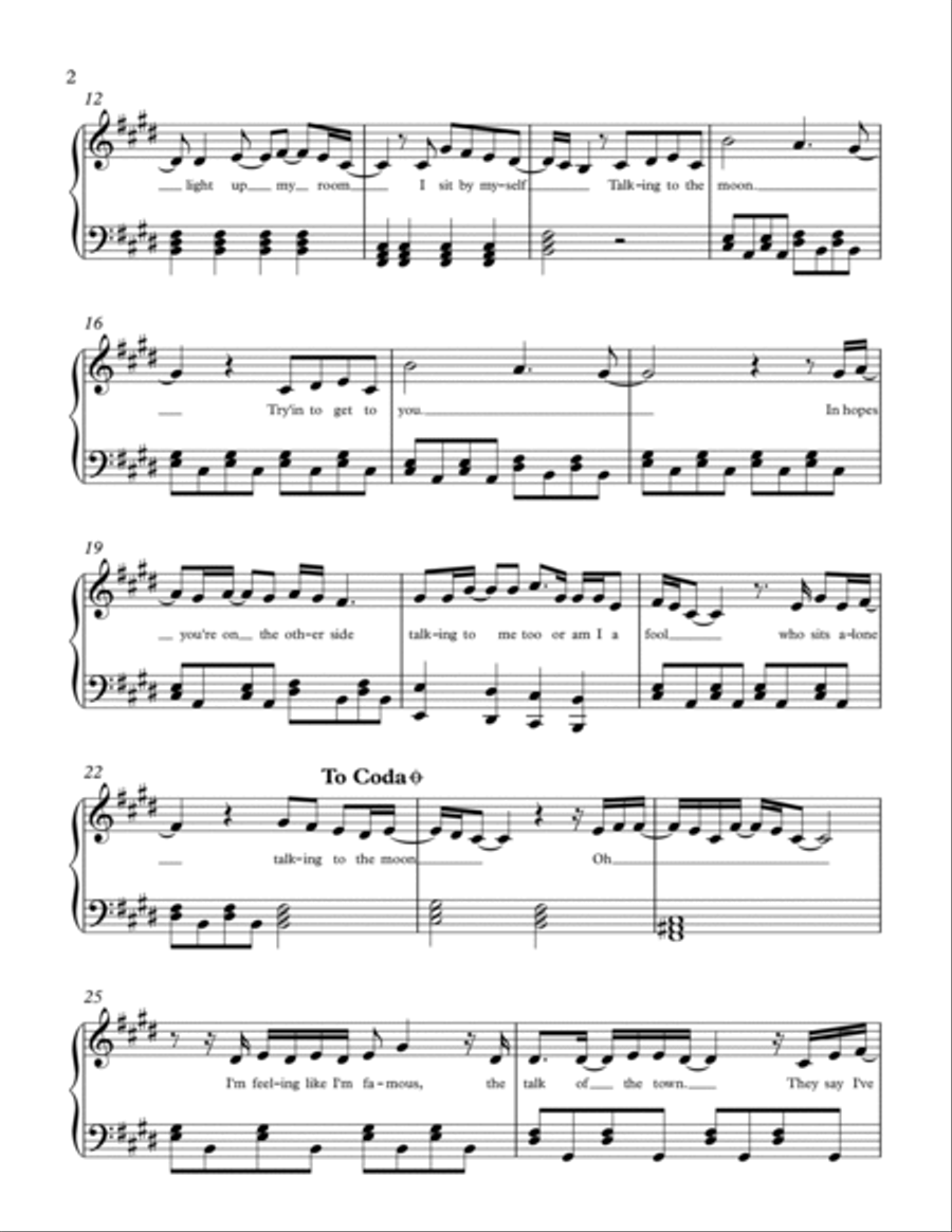 Talking To The Moon Piano Solo scores gallery preview page 2