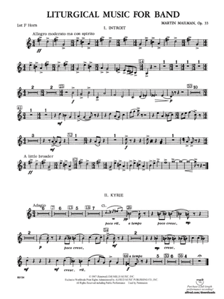 Liturgical Music for Band, Op. 33: 1st F Horn