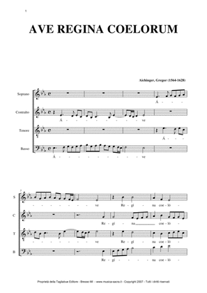 AVE REGINA COELORUM - G. Aichinger - for SATB Choir