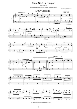 Bach - Piano Suite No.3 in F major BWV 820 - Complete Piano version
