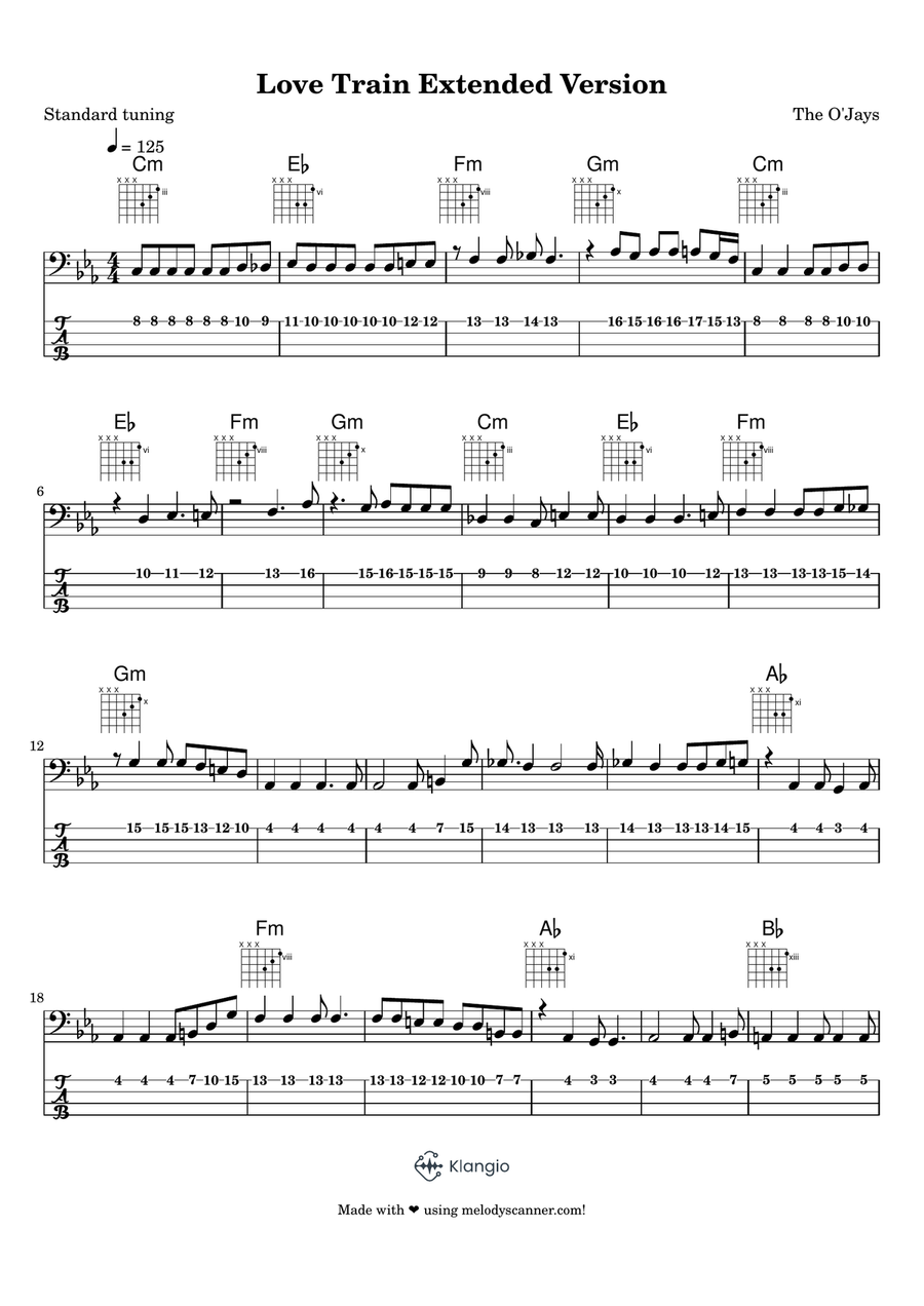 Love Train Guitar Tablature scores gallery preview page 1