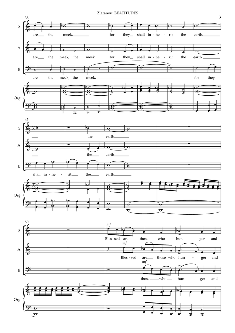 BEATITUDES for SAB choir and Organ 3-Part scores gallery preview page 3