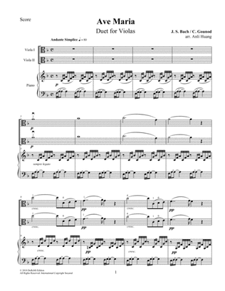 Ave Maria - Duet for Violas (Piano score)