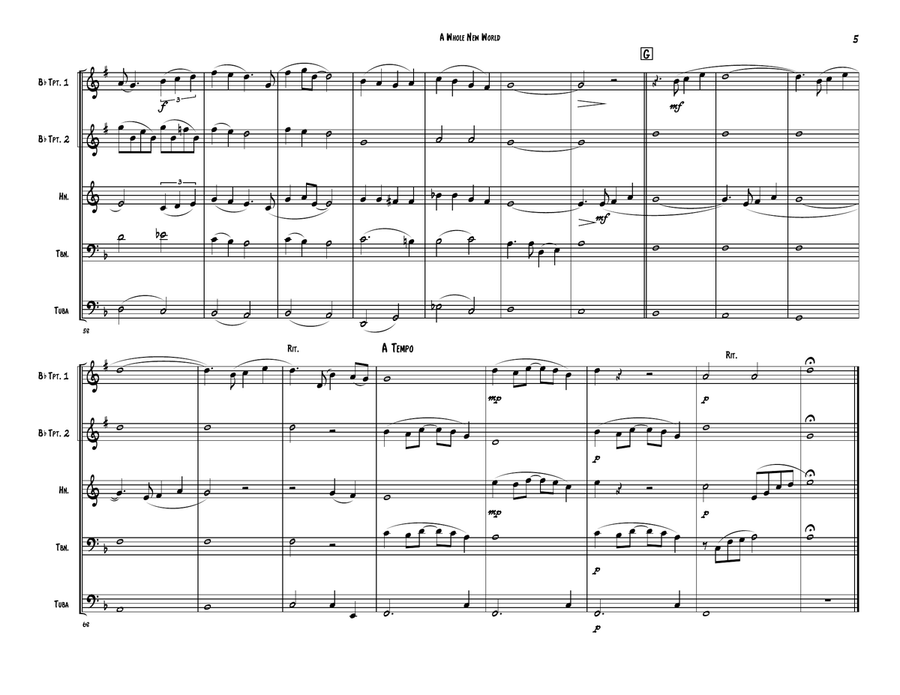 A Whole New World (from 'Aladdin') Brass Ensemble scores gallery preview page 5