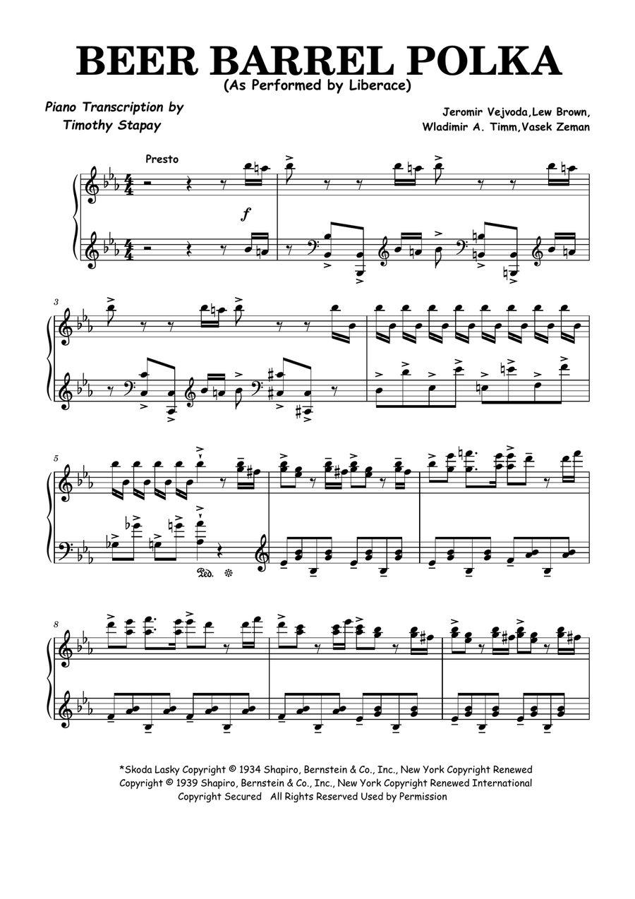 Beer barrel polka clearance accordion sheet music