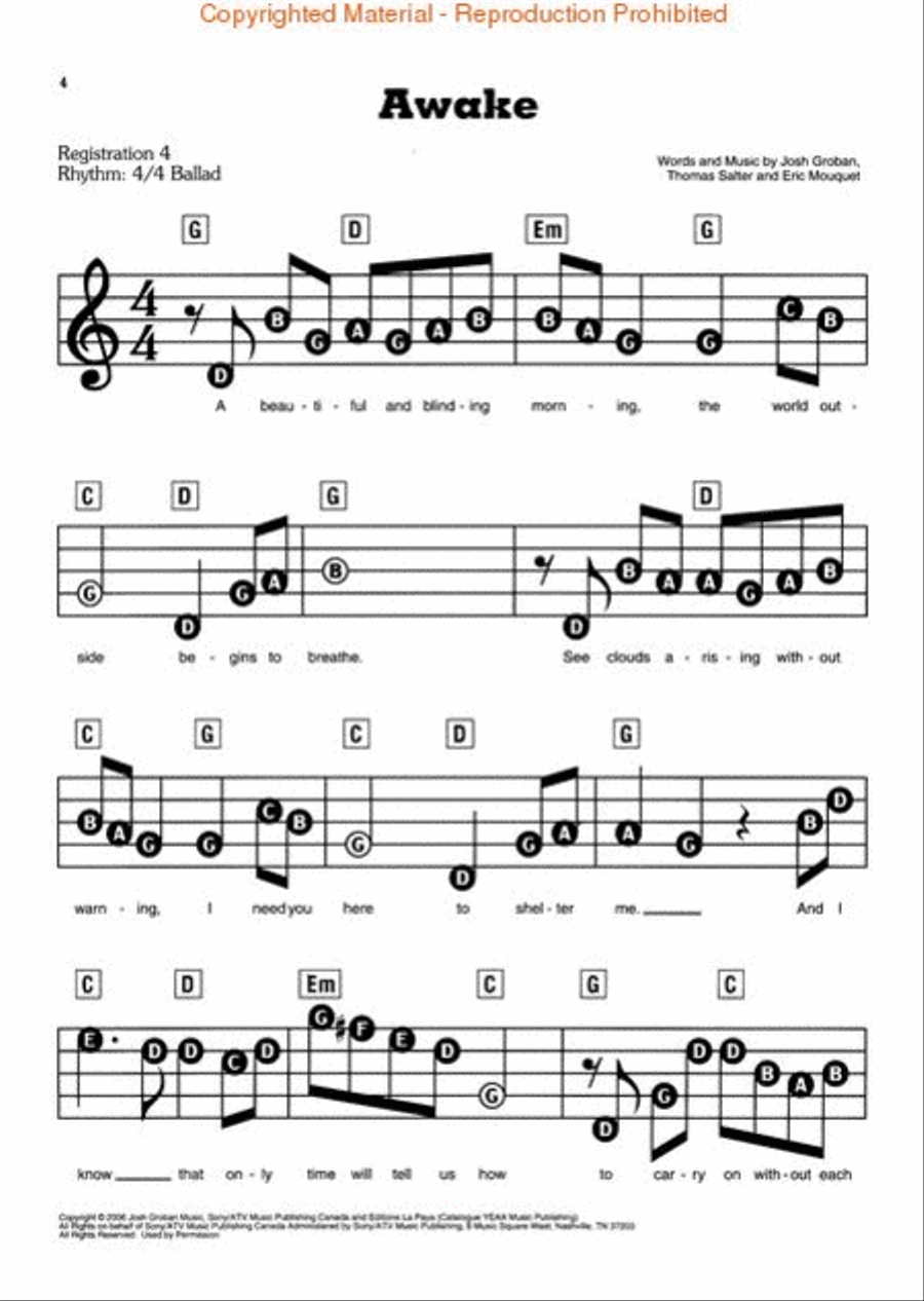 Josh Groban Josh Groban Electronic Keyboard scores gallery preview page 2