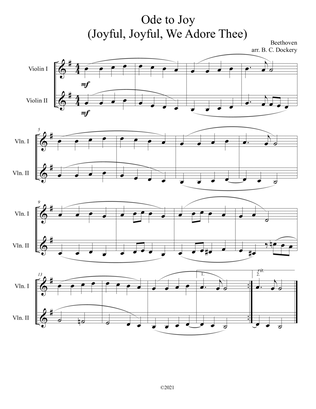 Ode to Joy (Joyful, Joyful, We Adore Thee) for violin duet