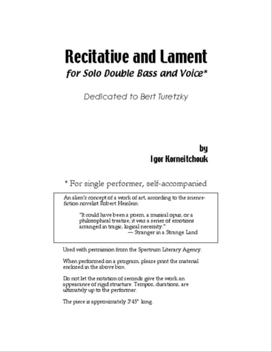 Recitative and Lament