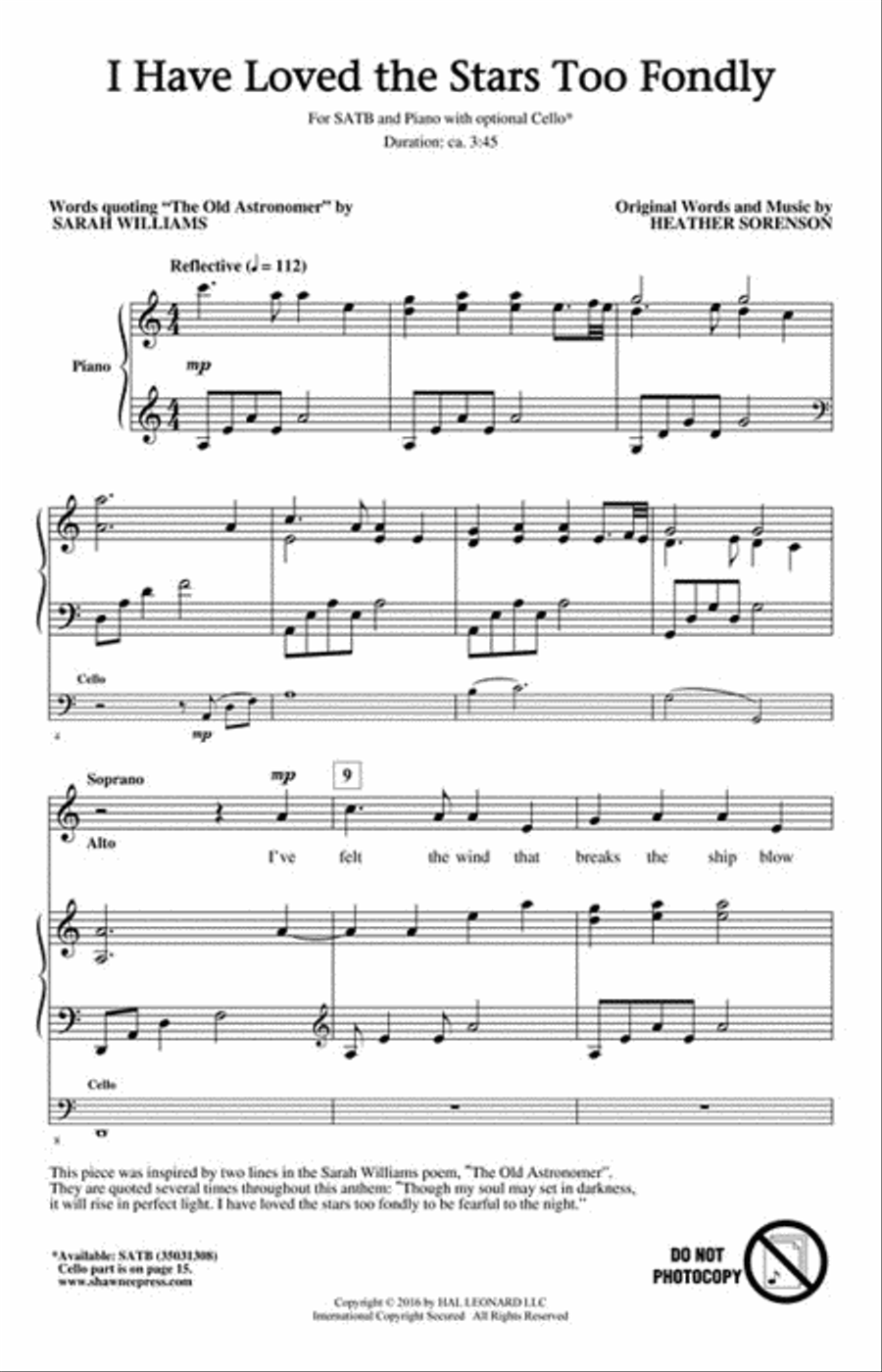 I Have Loved the Stars Too Fondly 4-Part scores gallery preview page 2
