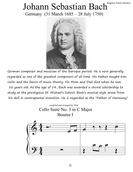 Johann Sebastian Bach For Begginer Pianist image number null