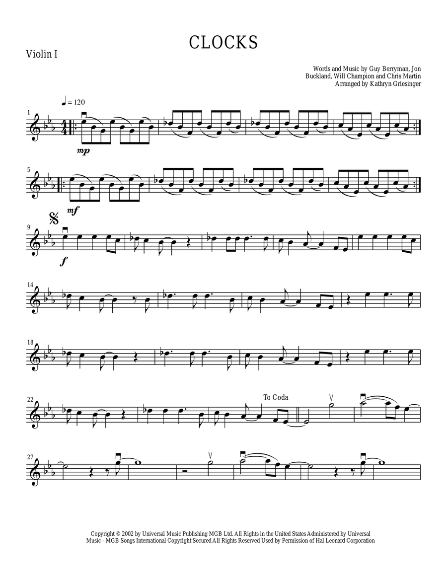 Clocks Clocks String Quartet scores gallery preview page 1