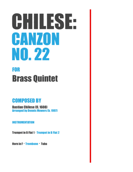 "Canzon No. 22" for Brass Quintet - Bastian Chilese image number null