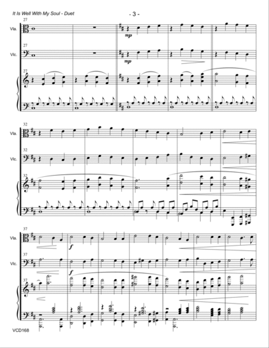 IT IS WELL WITH MY SOUL - VIOLA & CELLO Duet with Piano Accompaniment String Duet scores gallery preview page 3