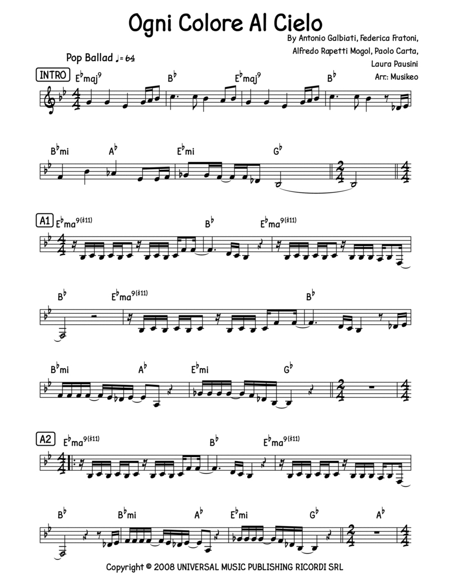 Ogni Colore Al Cielo Voice Solo scores gallery preview page 1