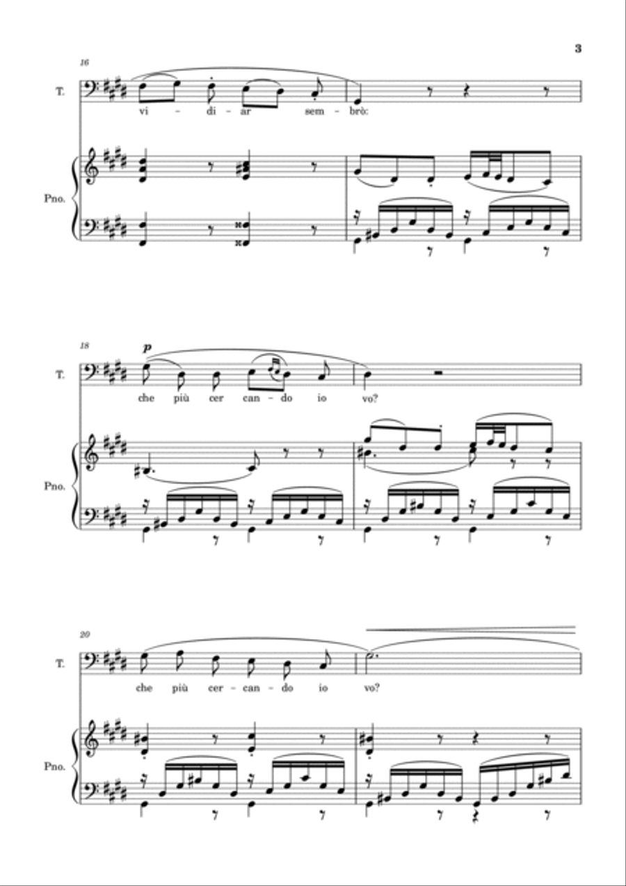 Una Furtiva Lagrima (Tenor in C#m) Piano, Vocal, Guitar scores gallery preview page 3