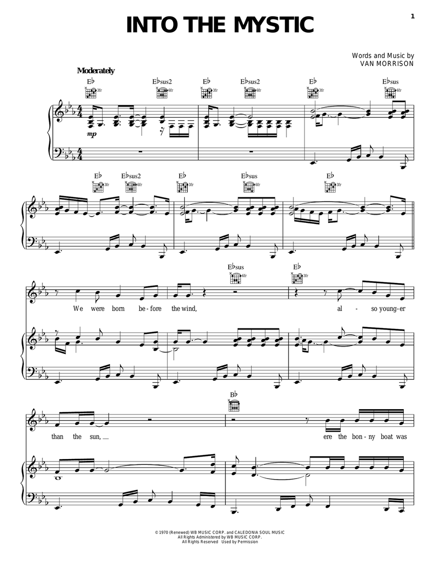 Into The Mystic Into The Mystic Piano, Vocal, Guitar scores gallery preview page 1