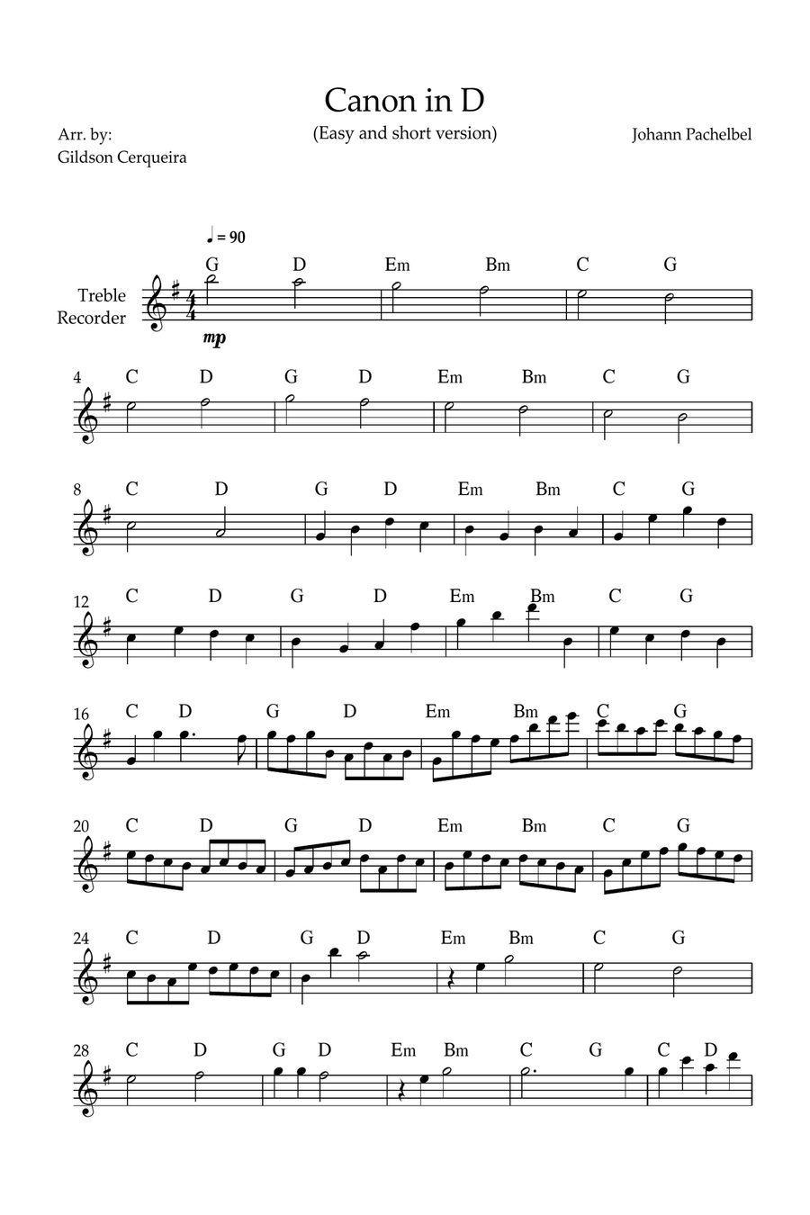 Canon in D Chamber Music scores gallery preview page 1