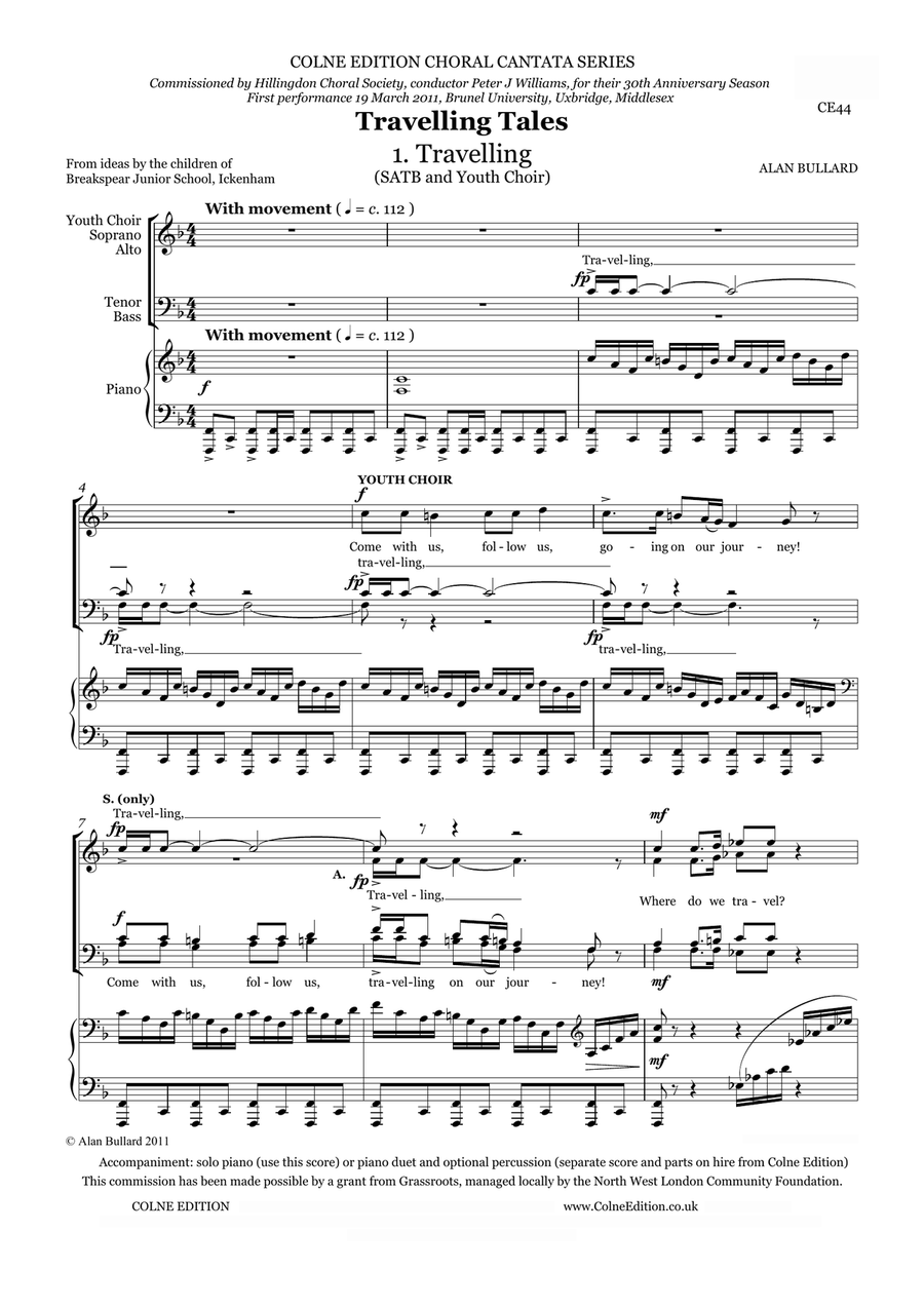 Travelling Tales - Cantata for SATB choir and Youth Choir with piano (one or two players) 4-Part scores gallery preview page 2
