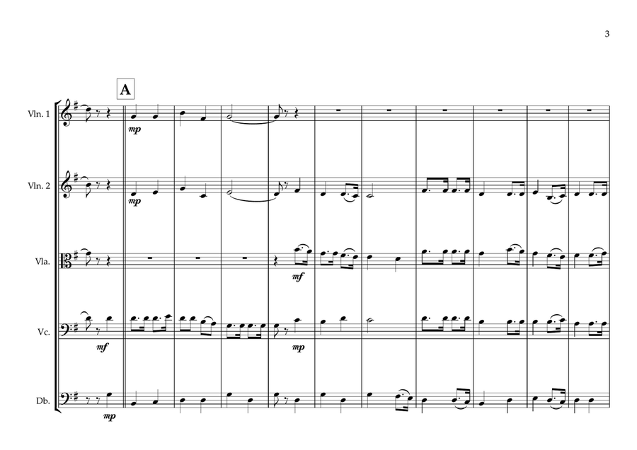 Mali National Anthem for String Orchestra (World National Anthem Series) String Quartet scores gallery preview page 3