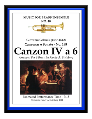 Book cover for Canzon IV a 6 - No. 198