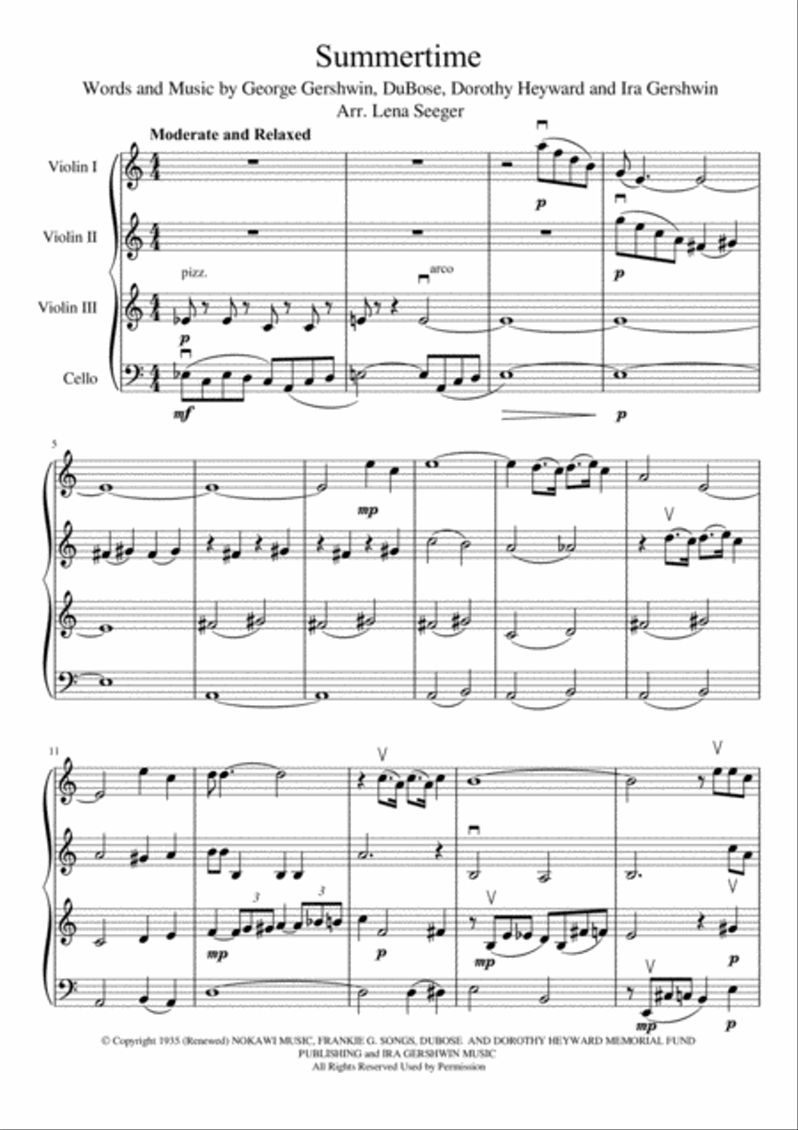 Summertime Summertime String Quartet scores gallery preview page 2