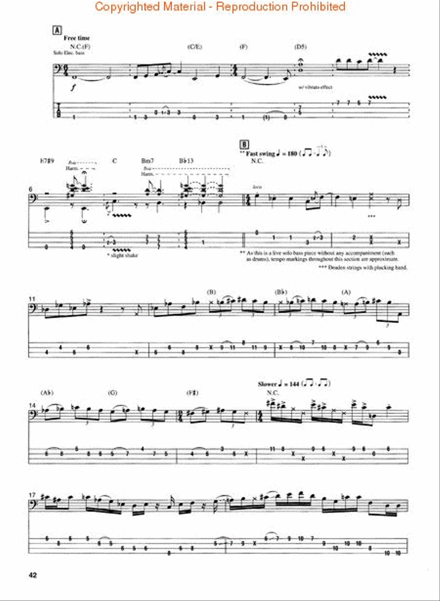 A Portrait of Jaco: The Solos Collection Bass Guitar Tablature scores gallery preview page 3