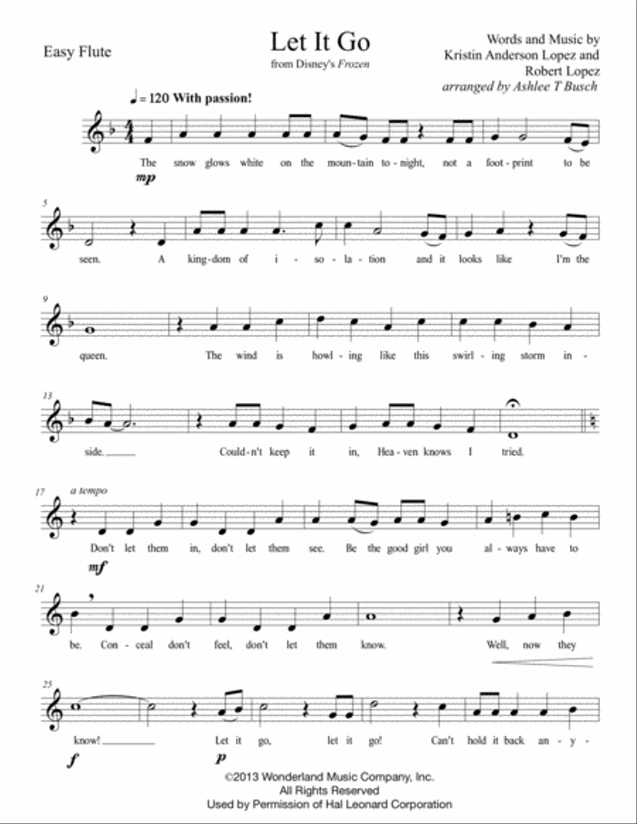 Let It Go (from Frozen) Flute Solo scores gallery preview page 2