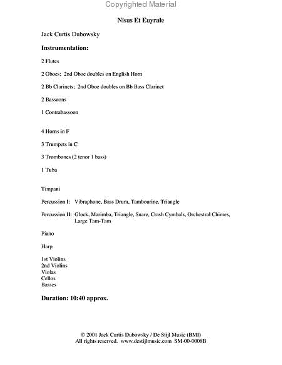 Nisus et Euryale Full Score Orchestra scores gallery preview page 2