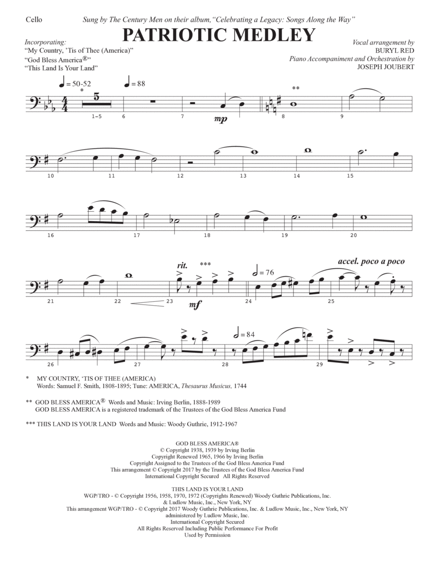 Patriotic Medley - Cello Choir scores gallery preview page 1