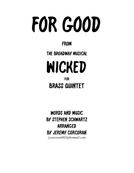 For Good from Wicked for Brass Quintet image number null