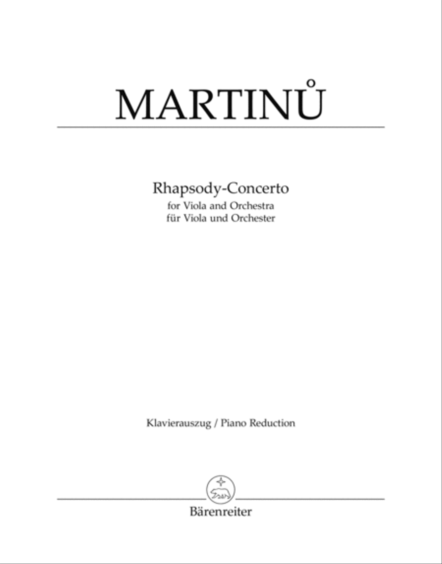 Rhapsody-Concerto for Viola and Orchestra (1952) Piano scores gallery preview page 1