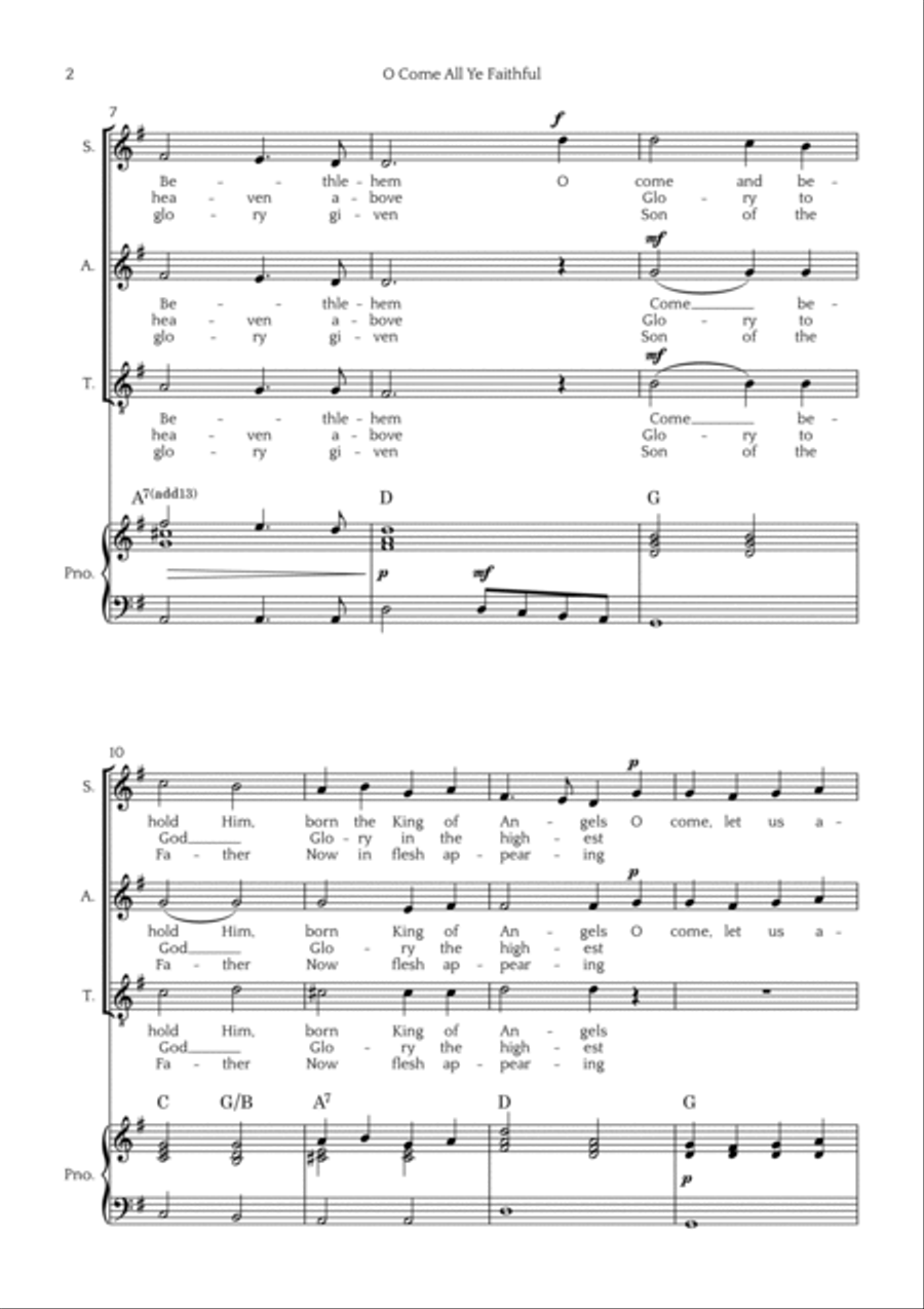 O Come All Ye Faithful (SAT choir and piano accompaniment) SAT scores gallery preview page 2