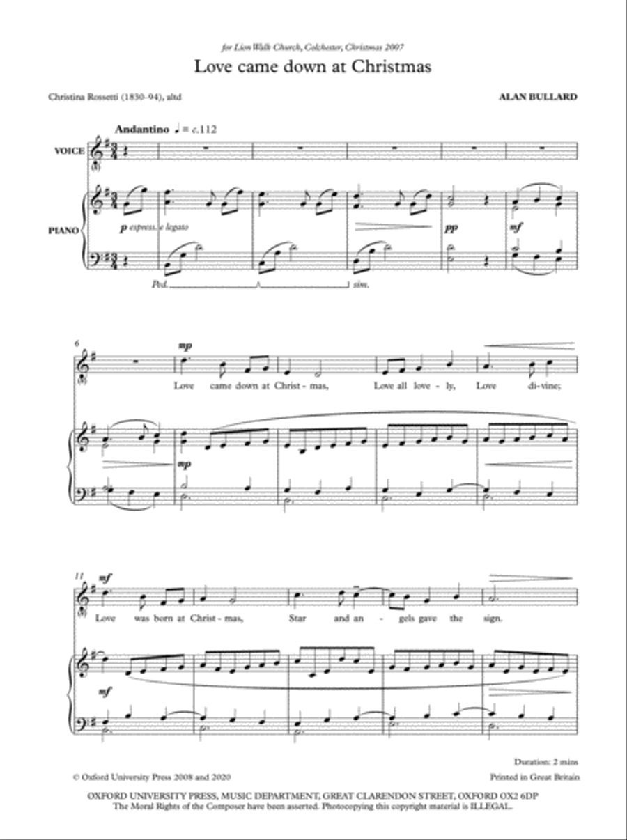 Love came down at Christmas High Voice scores gallery preview page 1