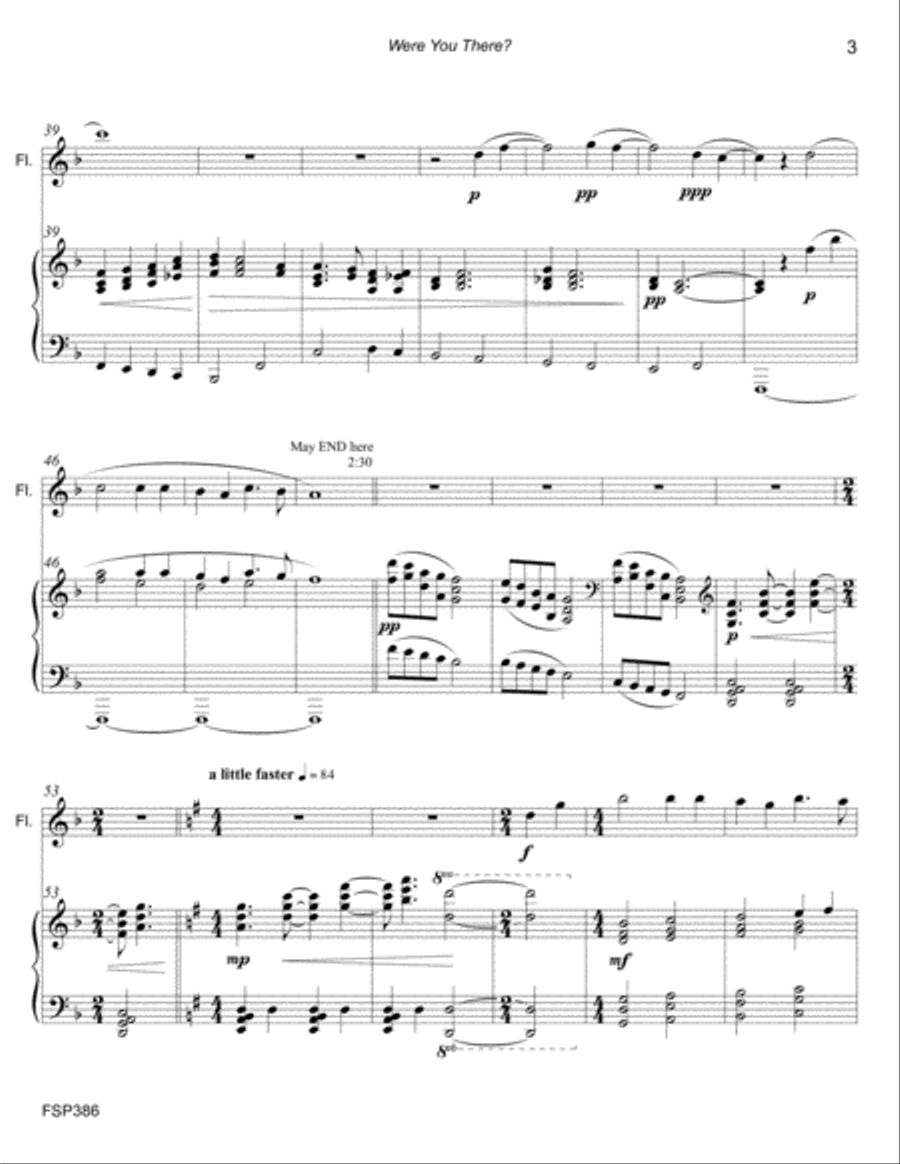 WERE YOU THERE? - FLUTE or ALTO FLUTE with Piano Accompaniment Small Ensemble scores gallery preview page 3