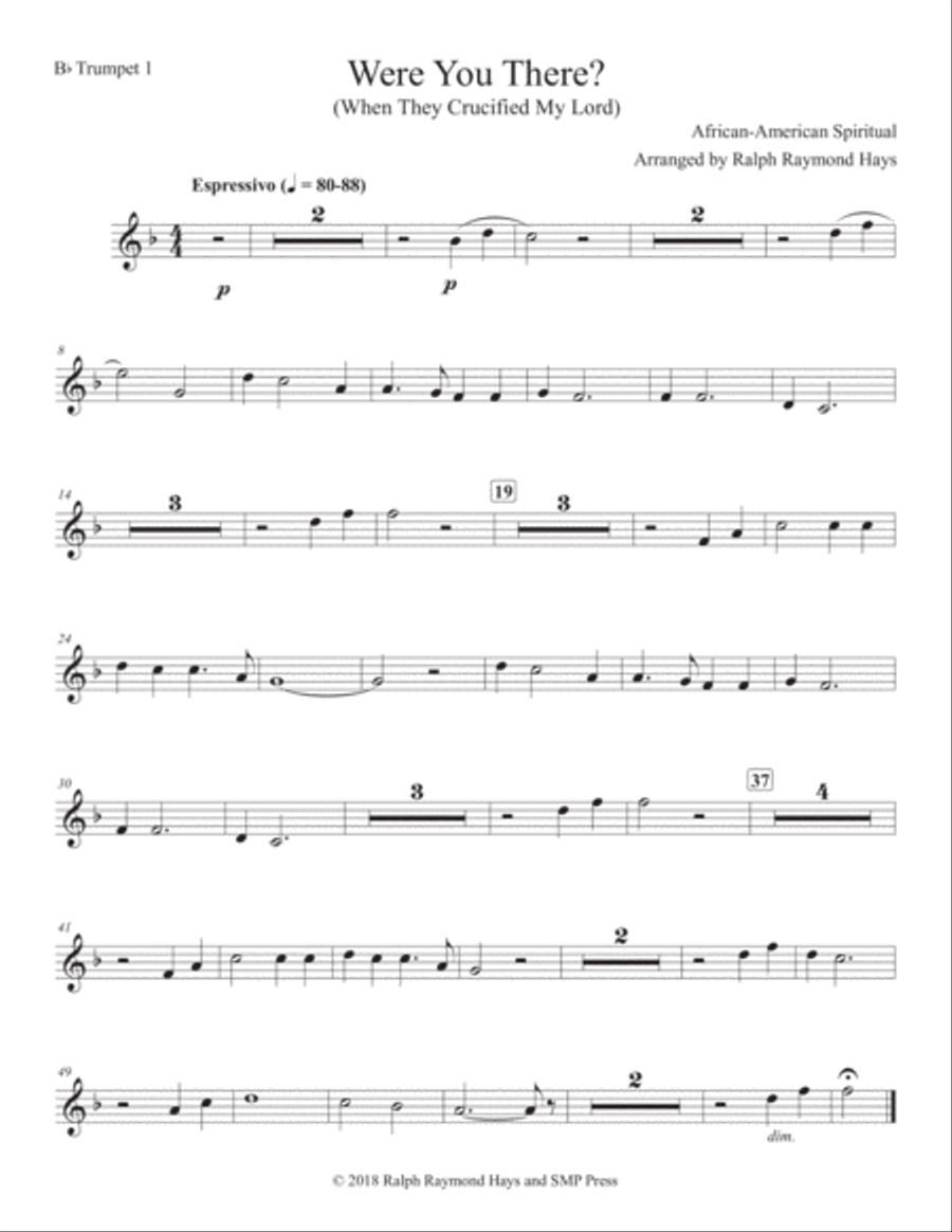 Were You There (When They Crucified My Lord) for brass quintet Brass Quintet scores gallery preview page 3