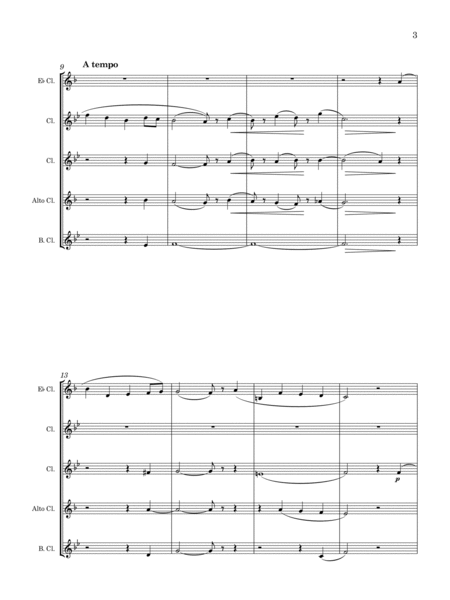 Sunday Song (by Max Oesten, arr. for Clarinet Choir)